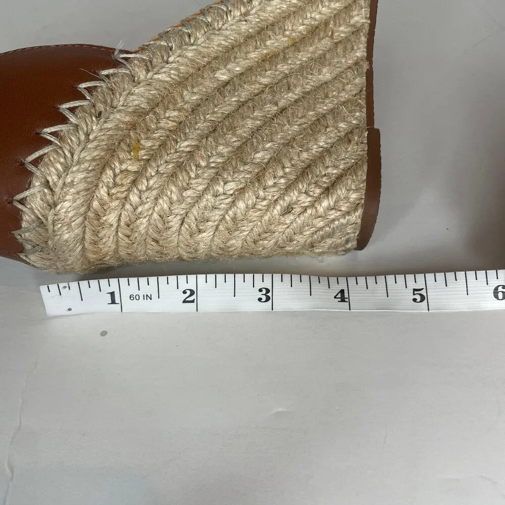 Dolce Vita Braided Leather Espadrille Wedge Sandals Brown Size 8.5